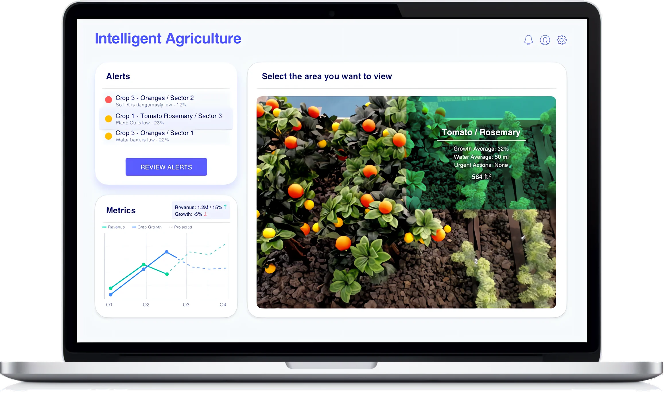 Intelligent Agriculture dashboard on a laptop