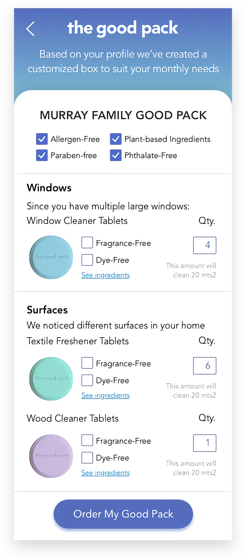 Tailored product details