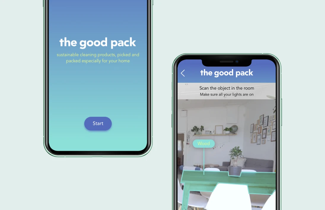 The Good Pack app screens