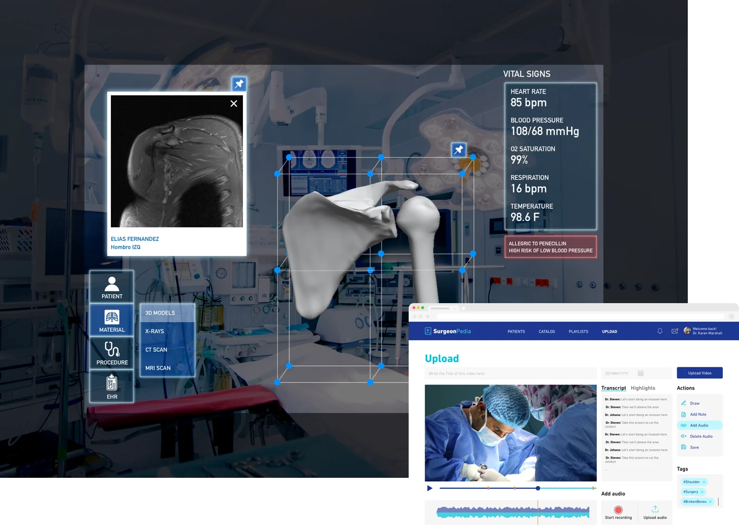 SurgeonPedia mixed reality interface on HoloLens