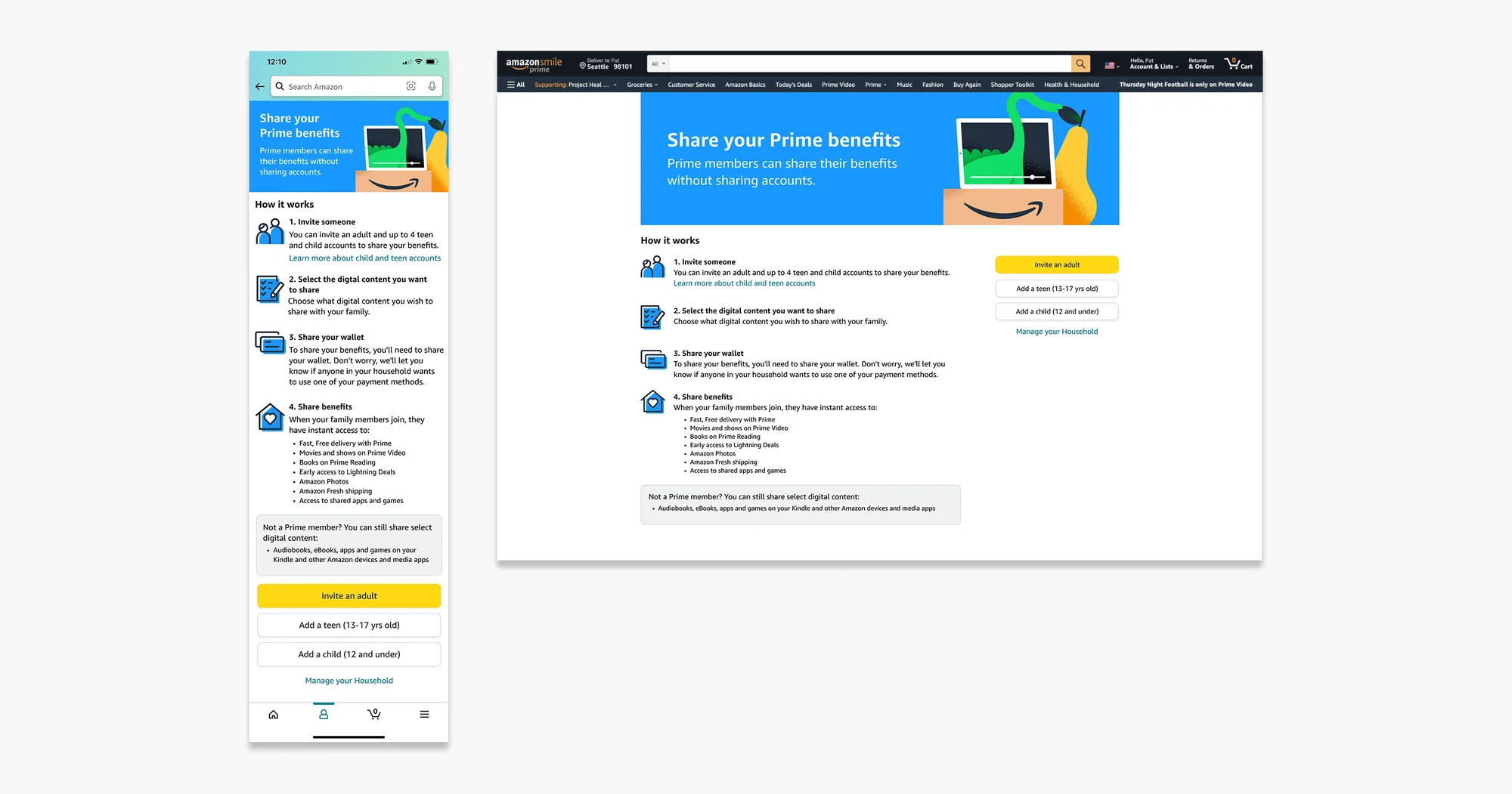 Redesigned first screen explaining the Household benefit and steps
