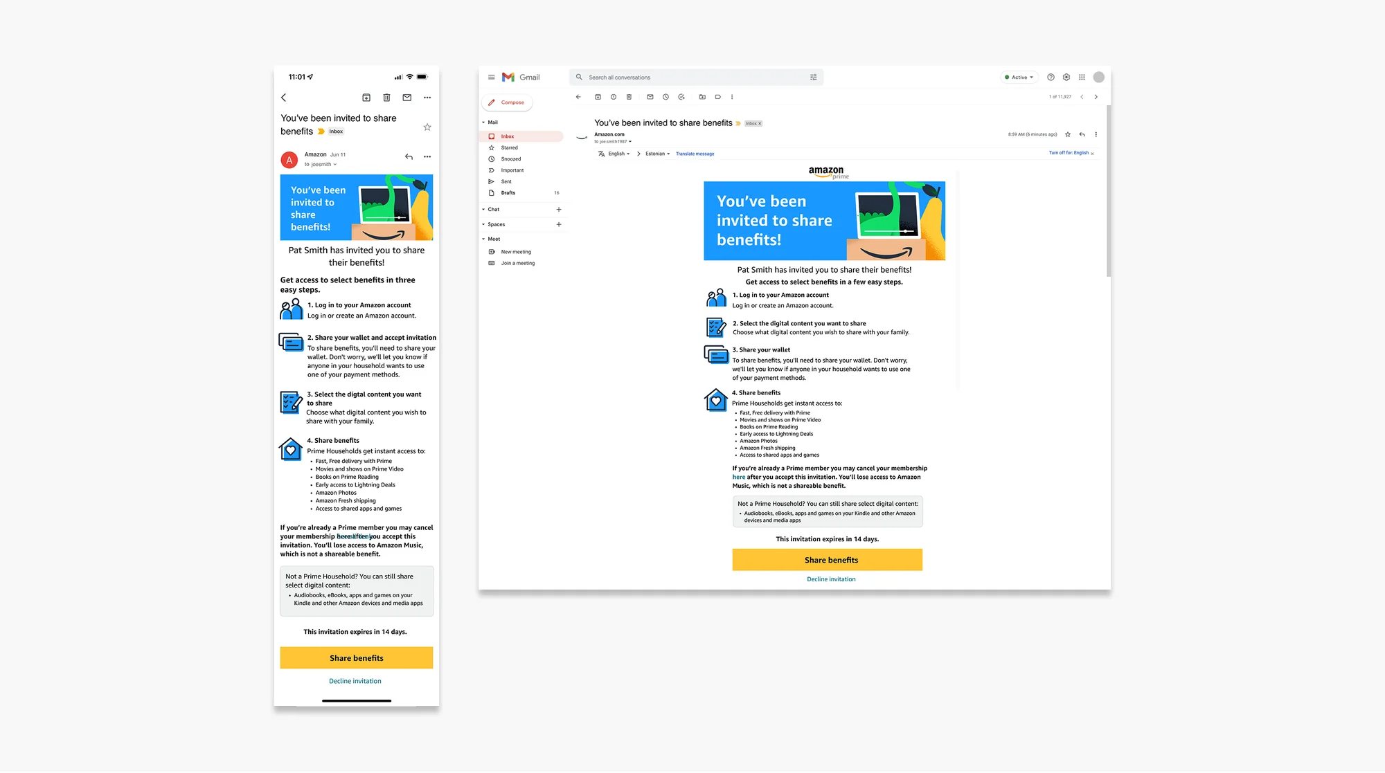 Redesigned invitation email