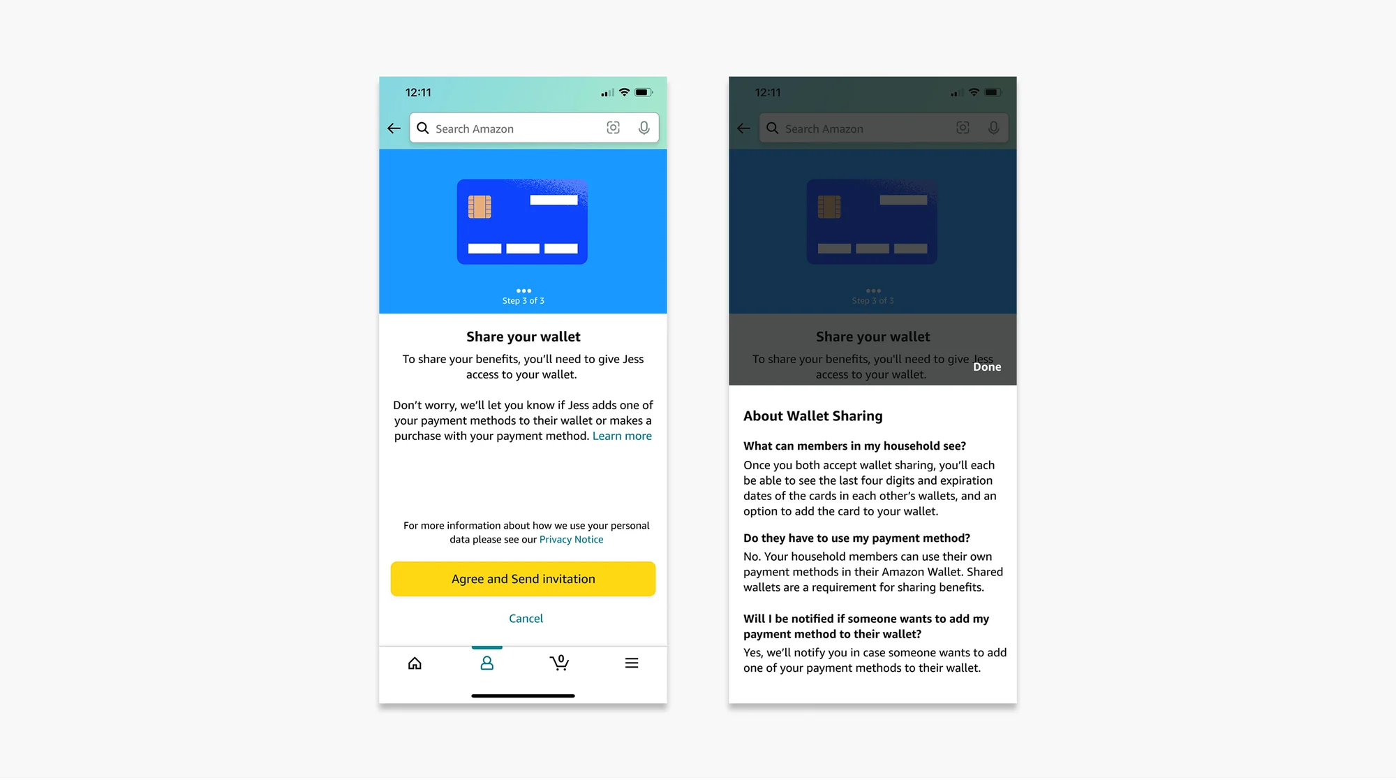 Learn more link answering wallet sharing questions