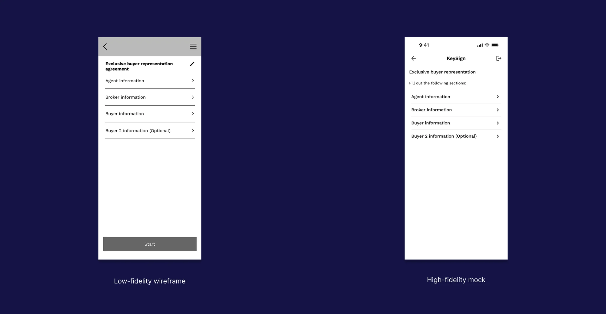 Second buyer section labeled Optional in the final design