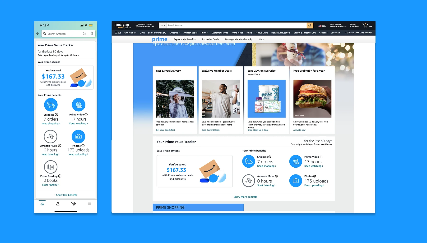 Benefits value tracker with Prime Savings total
